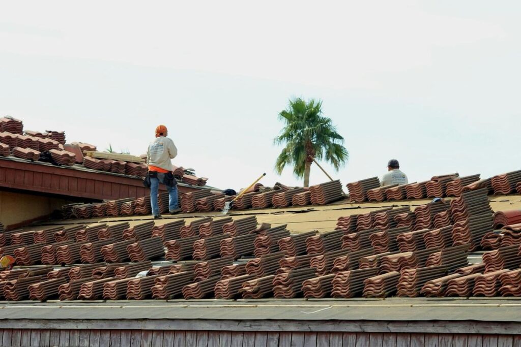 installing roof tiles