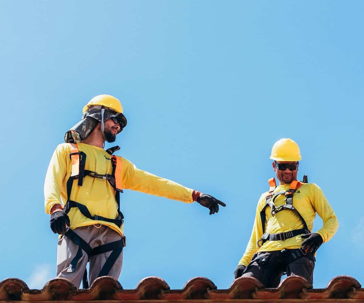 inspecting the roof
